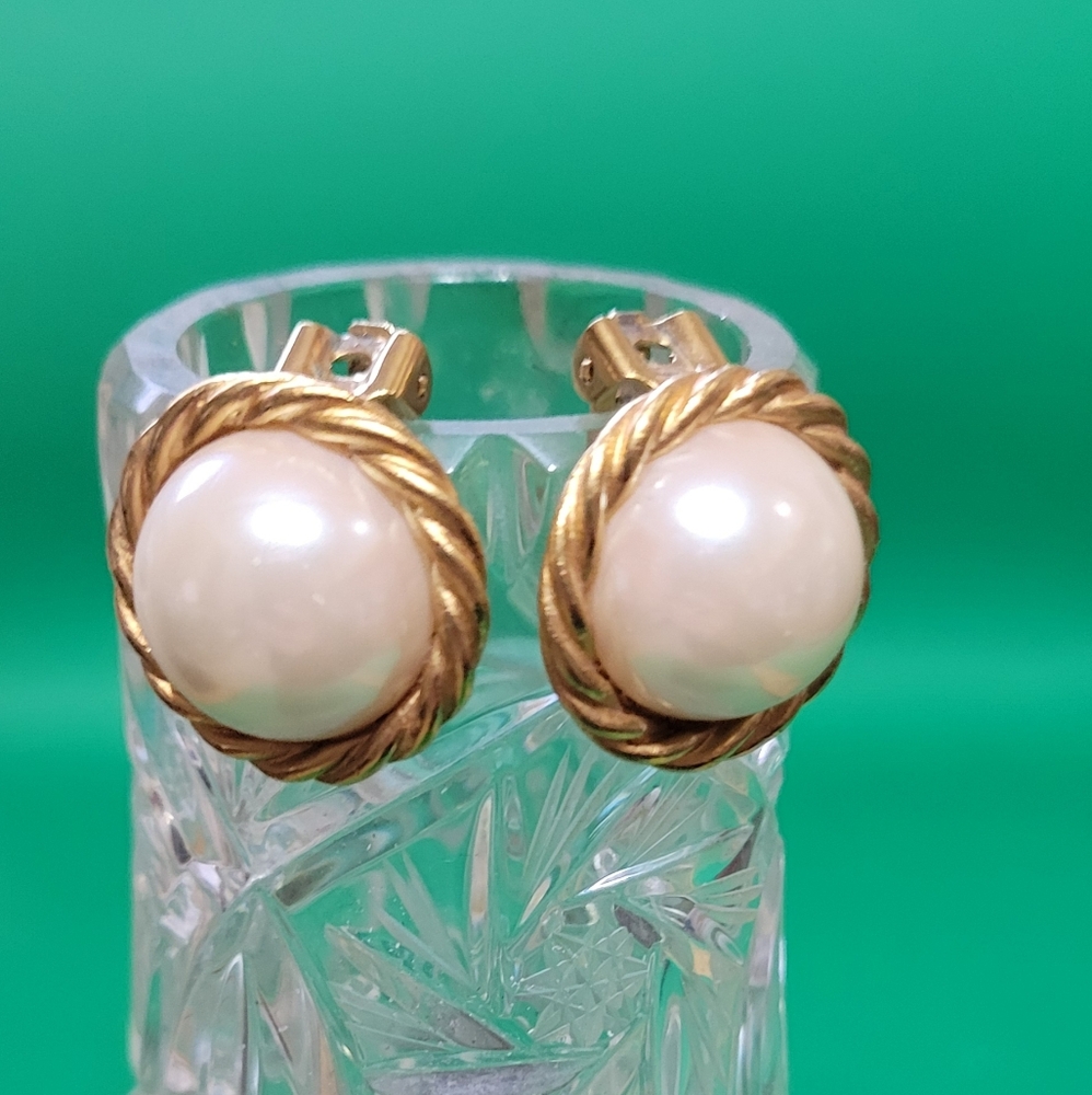 Classic Gold and Pearl Stud Earrings